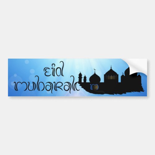 Eid Mubarak Mosque with Typography Bumper Sticker