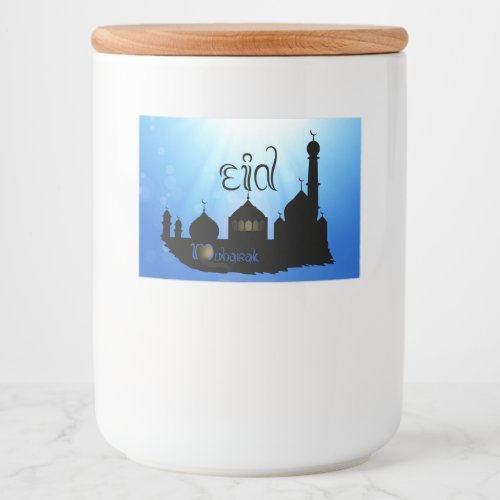 Eid Mubarak Mosque with Typography Food Label