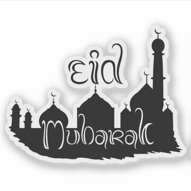 Eid Mubarak Mosque with Typography Sticker (Front)
