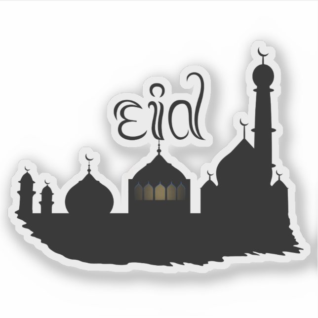 Eid Mubarak Mosque with Typography Sticker (Front)