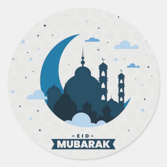  Eid Mubarak Muslim Classic Round Sticker (Front)