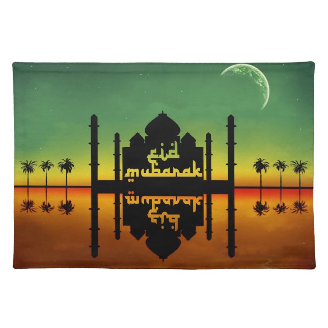 Eid Mubarak Night Reflection Cloth Placemat (Front)