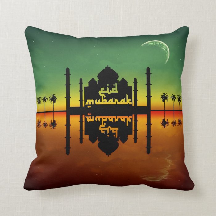 Eid Mubarak Night Reflection   Pillow