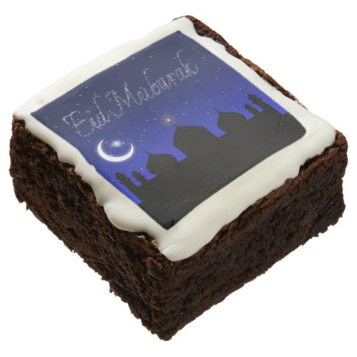 Eid Mubarak Night Stars Mosque Chocolate Brownie