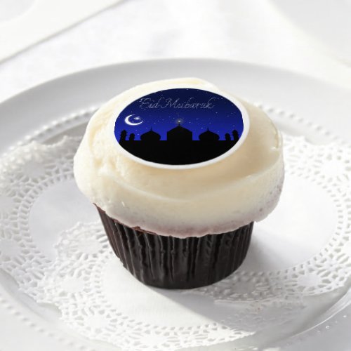 Eid Mubarak Night Stars Mosque Edible Frosting Rounds