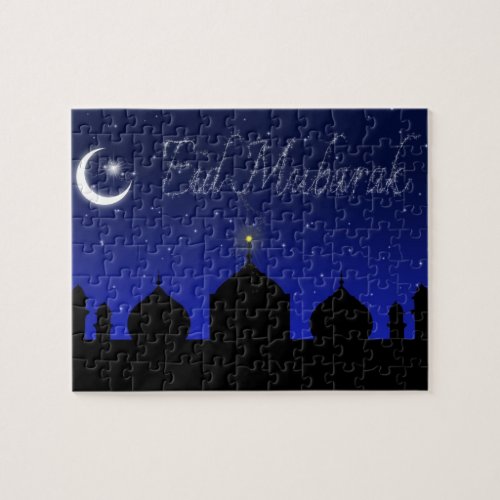 Eid Mubarak Night Stars Mosque Jigsaw Puzzle