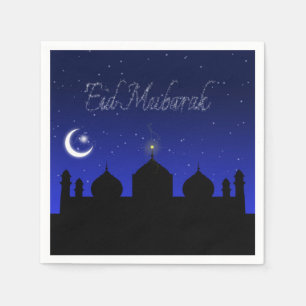 Eid Mubarak Night Stars Mosque Paper Napkins