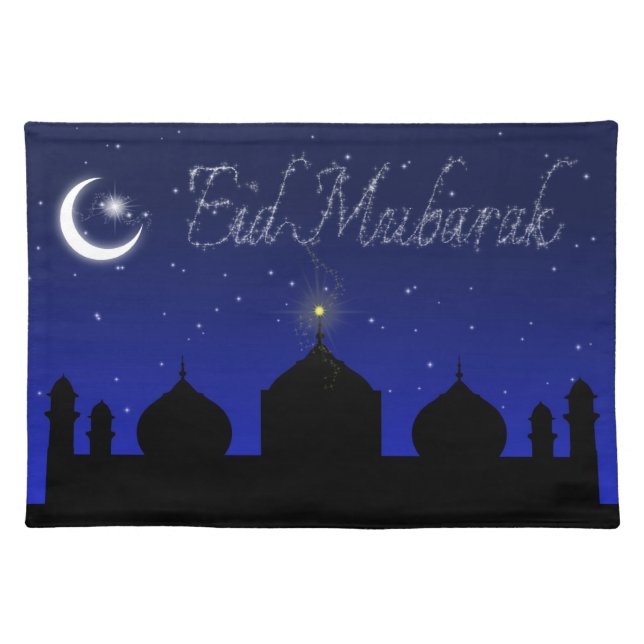 Eid Mubarak Night Stars Mosque Placemat (Front)
