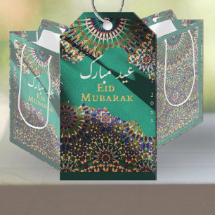 Eid Mubarak ornamental pattern Emerald  Gift Tags