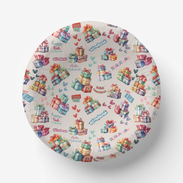 Eid Mubarak Paper Bowls – Colourful Gift Boxes (Front)