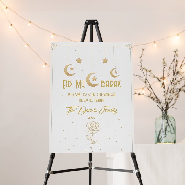 Eid Mubarak Party Welcome Sign,Celebrate Al-Fitr  Foam Board (In Situ (Stand))