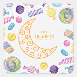 Eid mubarak pattern candy square sticker