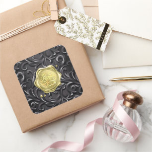 Eid mubarak pattern gold square sticker