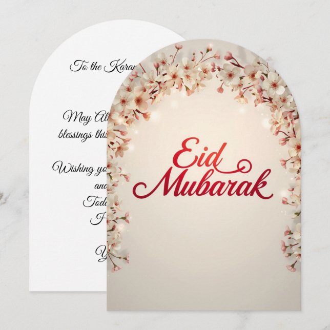 Eid mubarak Personalized Floral Greeting Card (Front/Back)