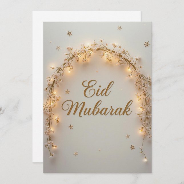 Eid mubarak Personalized Lights Greeting Card (Front/Back)