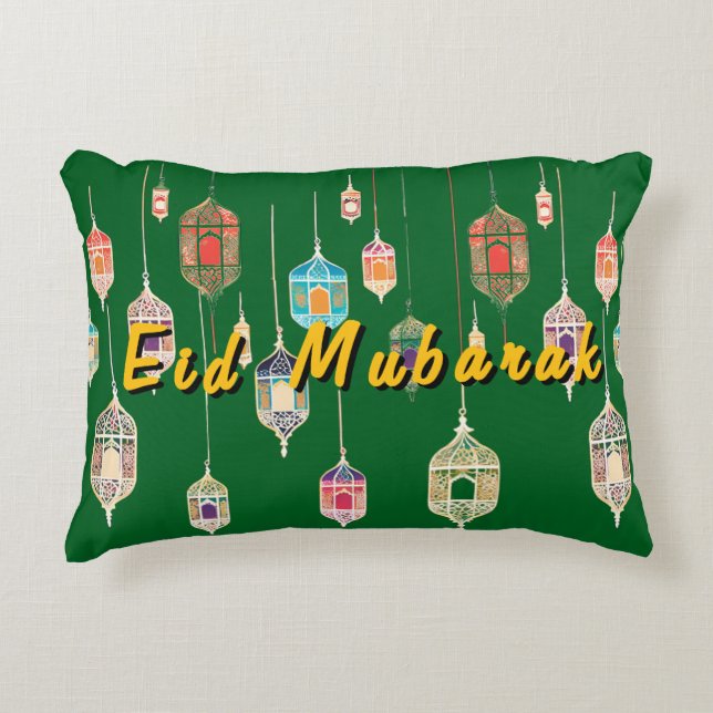 Eid Mubarak Pillow with Islamic Lantern Design (Front)