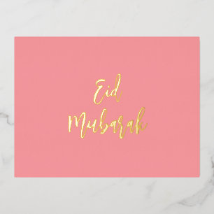 Eid Mubarak Pink Foil Holiday Postcard