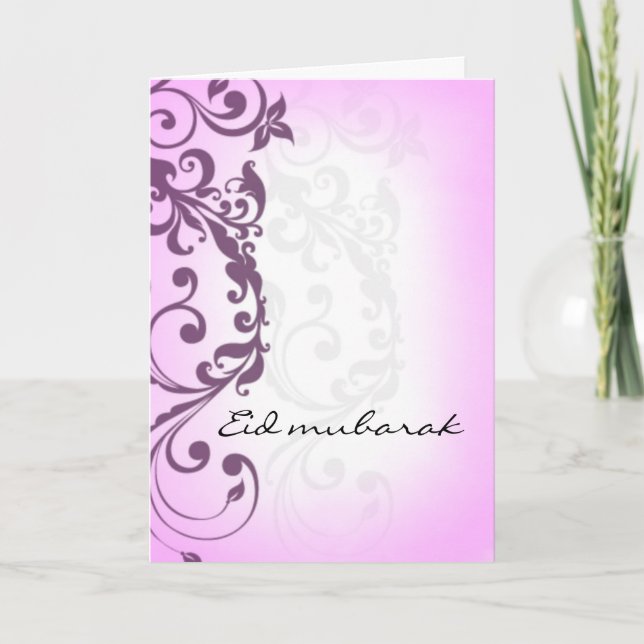 Eid mubarak - purple greeting card (Front)