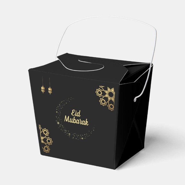 Eid Mubarak / Ramadan Kareem Golden Customize Favor Boxes (Front Side)
