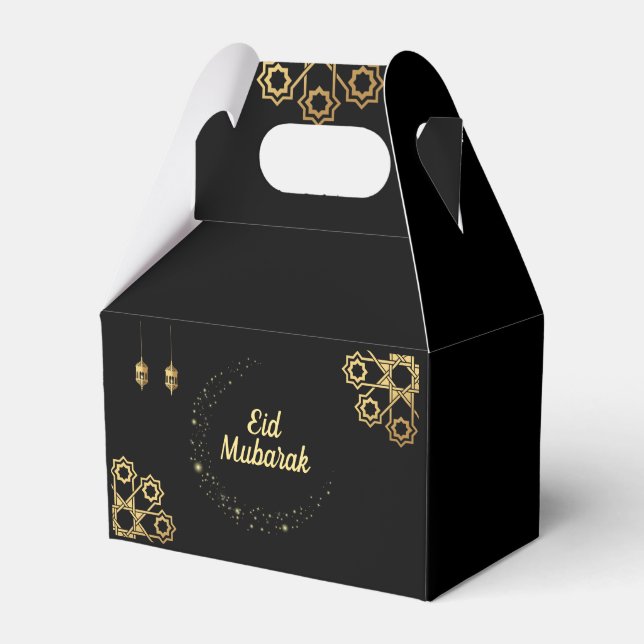 Eid Mubarak / Ramadan Kareem Golden Customize Favor Boxes (Front Side)