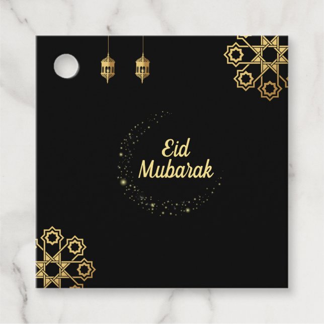 Eid Mubarak / Ramadan Kareem Golden Customize Favor Tags (Front)