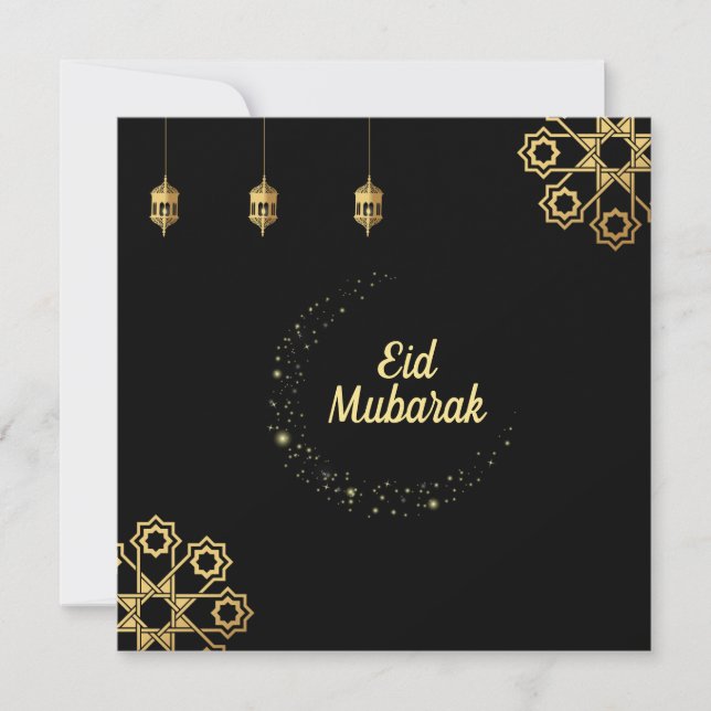 Eid Mubarak / Ramadan Kareem Golden Customize Invitation (Front)