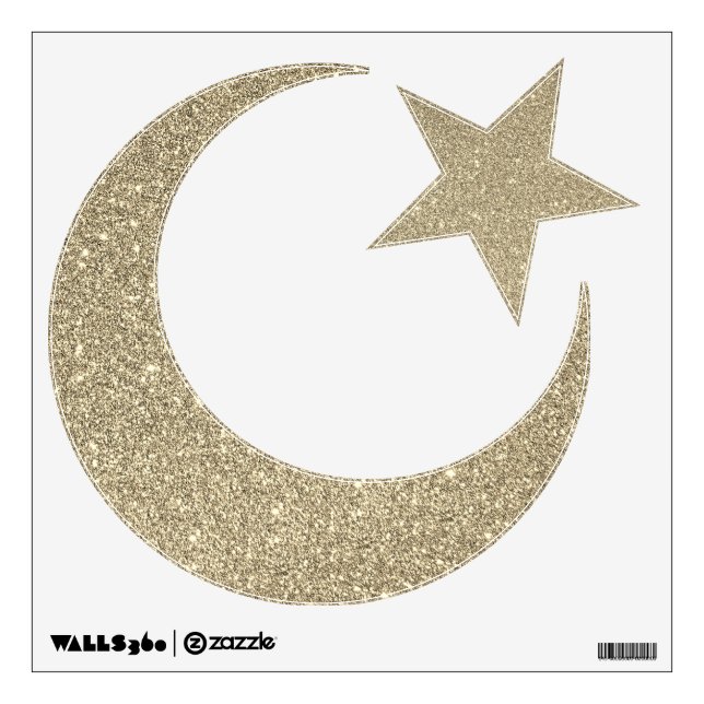 Eid Mubarak| Ramadan Mubarak Golden Glittery Gift  Wall Decal (Front)