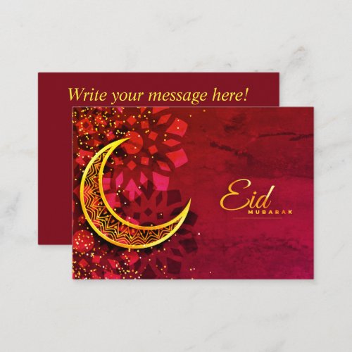 Eid Mubarak Red and Golden  Note Card