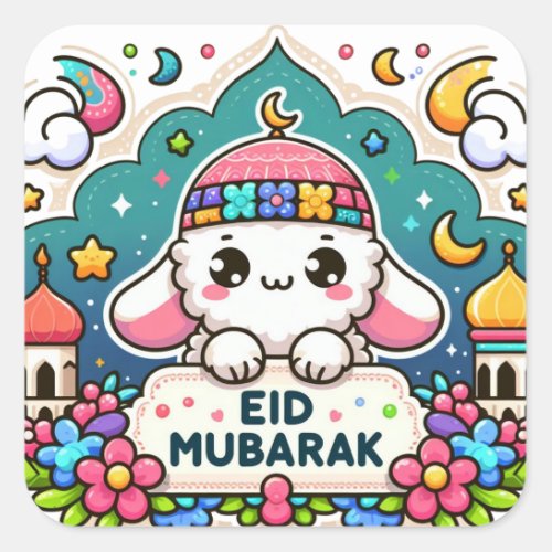 Eid Mubarak Sheep Square Sticker