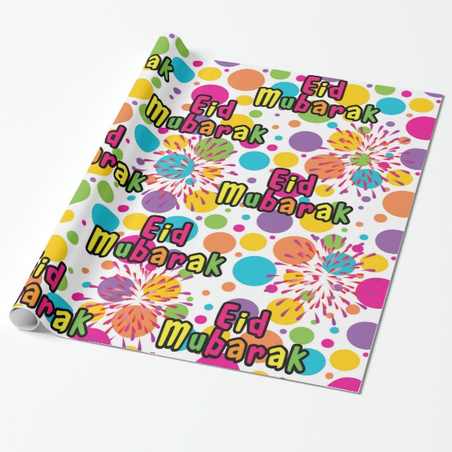 Eid Mubarak Splash Gift Wrap (Unrolled)