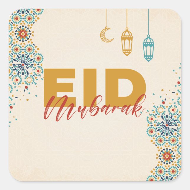 Eid mubarak square sticker (Front)