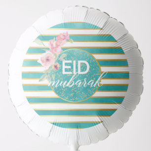 Eid Mubarak Teal and Gold Balloon