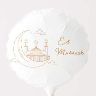 Eid Mubarak White Modern Eid Balloon