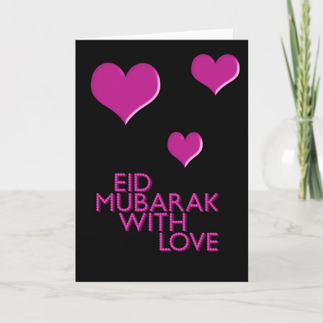 eid mubarak with love pink holiday card (Front)