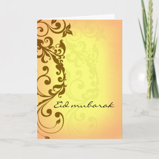 Eid mubarak - yellow greeting card (Front)