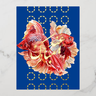 Eid Nowruz Double Lucky Goldfish Foil Postcard