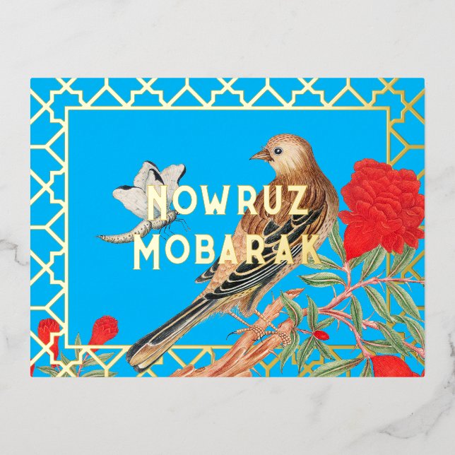 Eid Nowruz Mubarak Foil Postcard (Front)