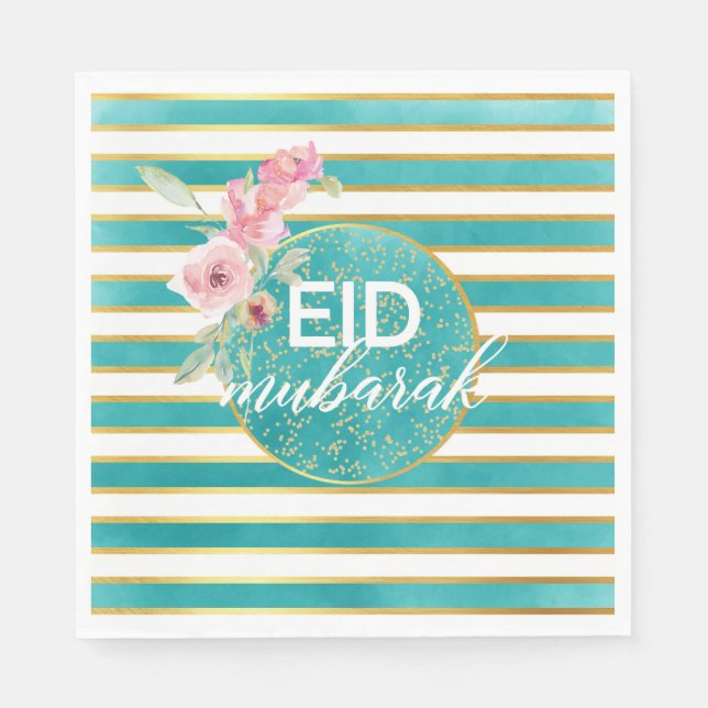 Eid Teal and Gold Napkin (Front)