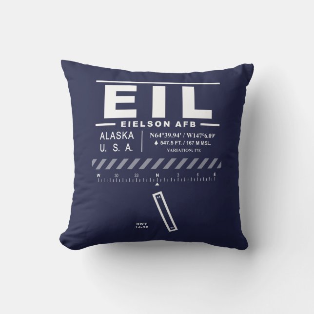 Eielson AFB Air Force Base EIL Throw Pillow (Front)