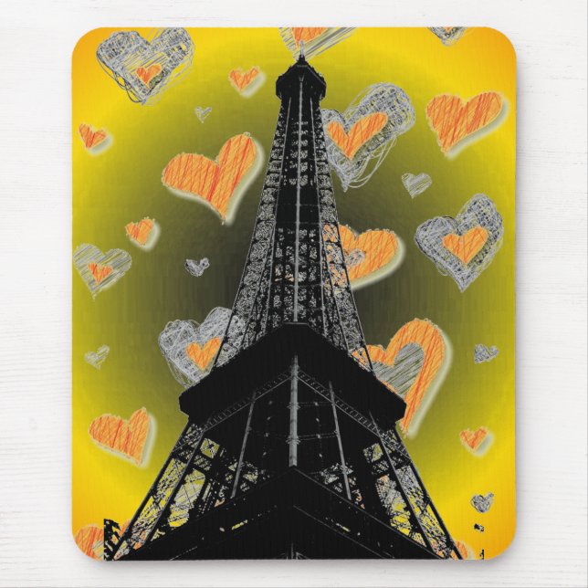 Eifel Tower Hearts Mousepad (Front)