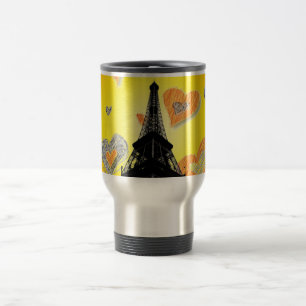 Eifel Tower Hearts Travel Mug