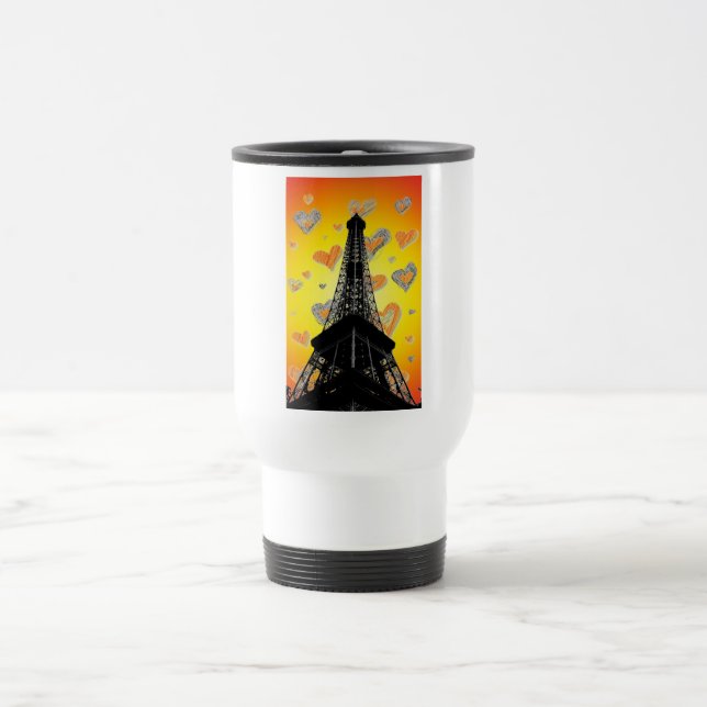 Eifel Tower Hearts Travel Mug (Center)