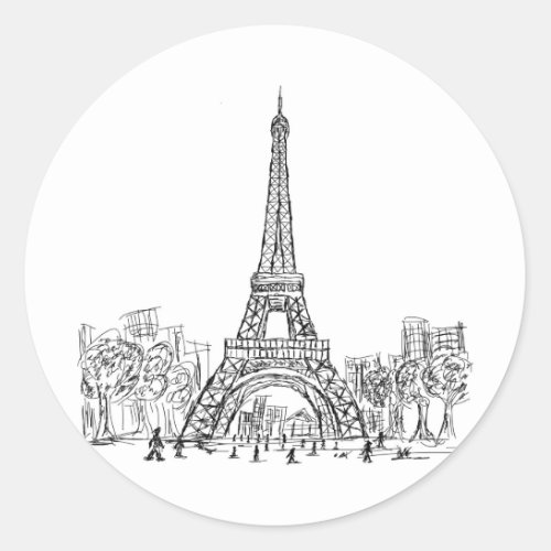 Eifel Tower Paris Classic Round Sticker