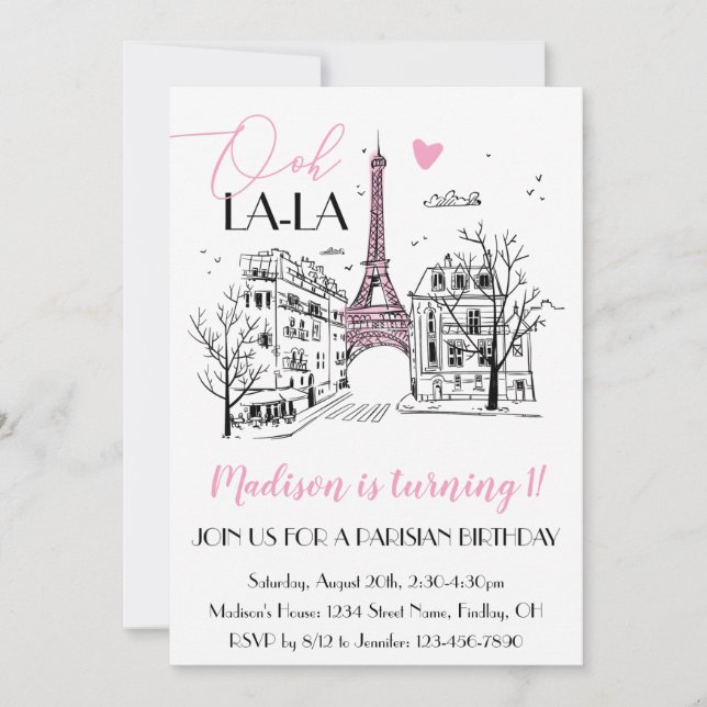 Eifel Tower Paris Parisian Birthday Party, Any Age Invitation (Front)