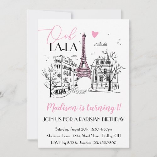 Eifel Tower Paris Parisian Birthday Party Any Age Invitation