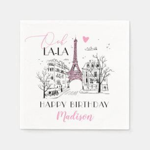 Eifel Tower Paris Parisian Happy Birthday Any Age Napkins