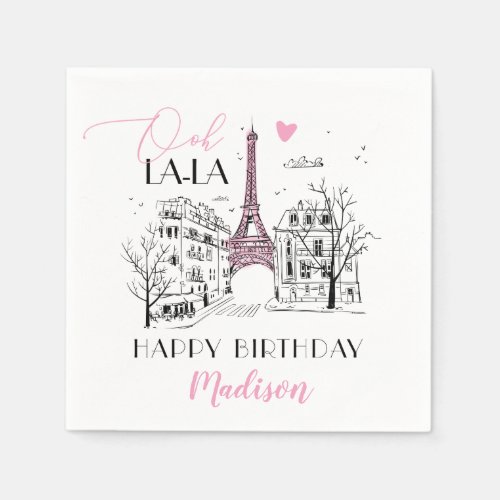 Eifel Tower Paris Parisian Happy Birthday Any Age Napkins