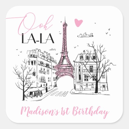 Eifel Tower Paris Parisian Happy Birthday Any Age Square Sticker
