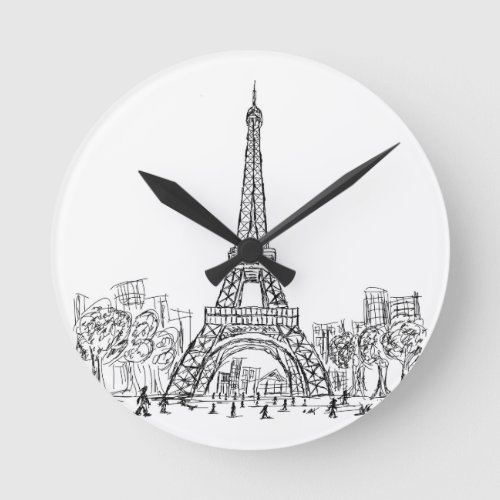 Eifel Tower Paris Round Clock