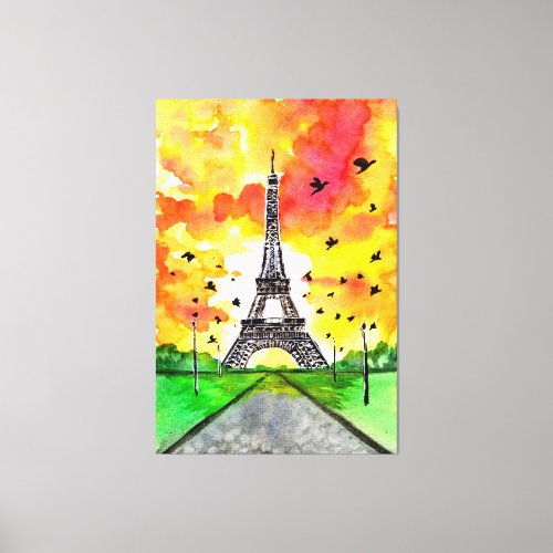 Eifel Tower Paris Sunset Canvas Print